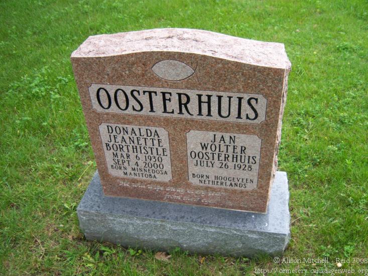 Photo of headstones/Donalda & Jan Oosterhuis Hdstn Middlesex County